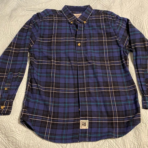 Men's NEW Real Work Wear Flannel Blue Plaid Shirt Fits like M Labeled S NWOT - Picture 7 of 7